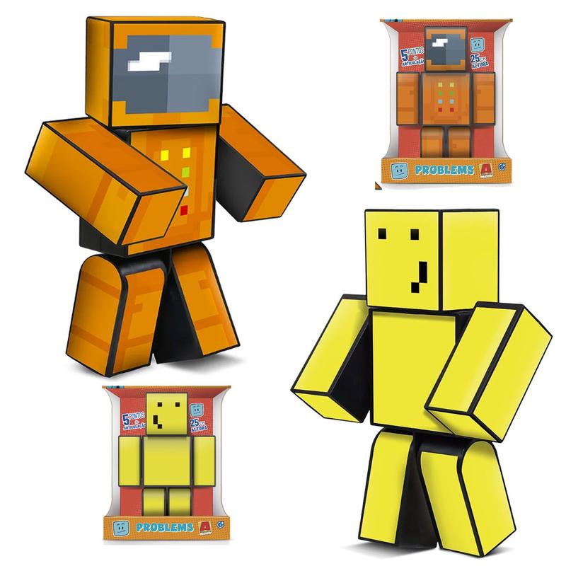 Kit 2 Bonecos Turma Problems Zoom Propolis Minecraft 25cm